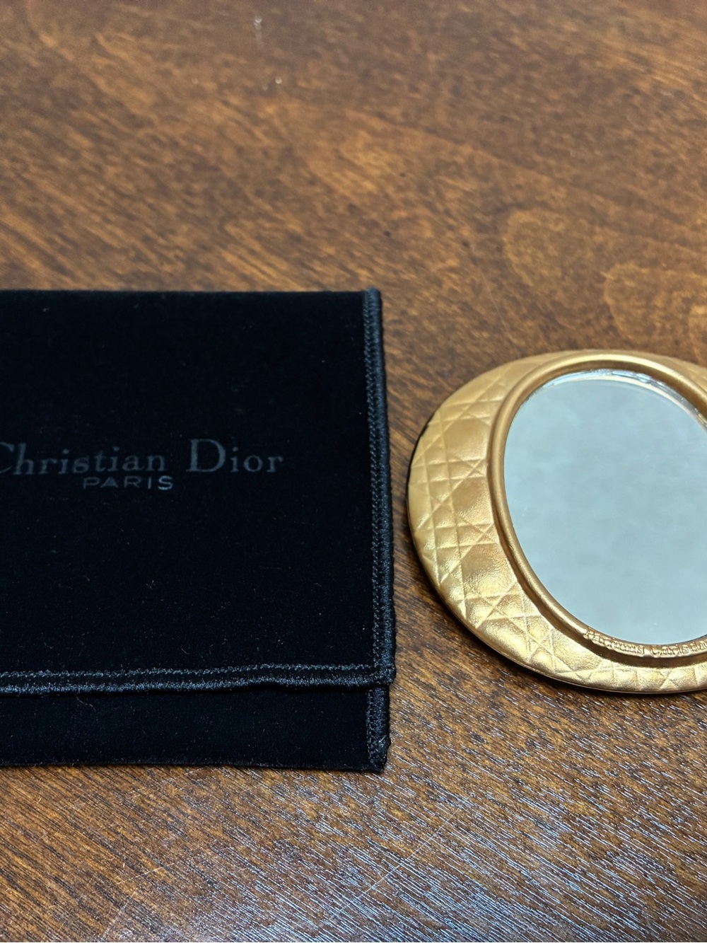 Dior Gold Quilted Compact Mirror Vintage